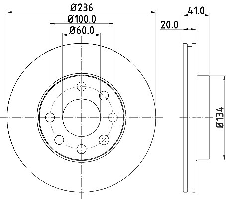 Hella Bremsscheibe [Hersteller-Nr. 8DD355100-821] für Chevrolet, Daewoo, Opel, Zaz, Vauxhall