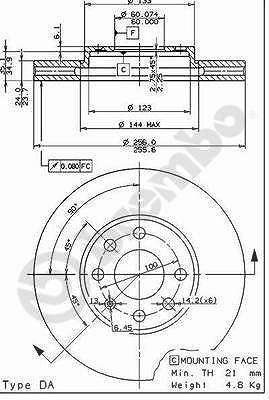 Brembo Bremsscheibe [Hersteller-Nr. 09.7628.11] für Opel, Vauxhall, Chevrolet