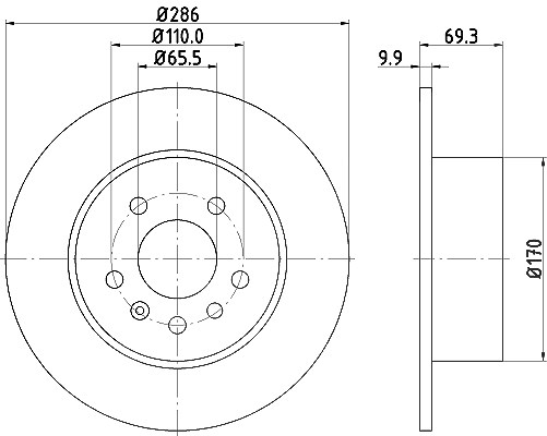 Hella Bremsscheibe [Hersteller-Nr. 8DD355104-701] für Vauxhall, Chevrolet, Opel, Saab