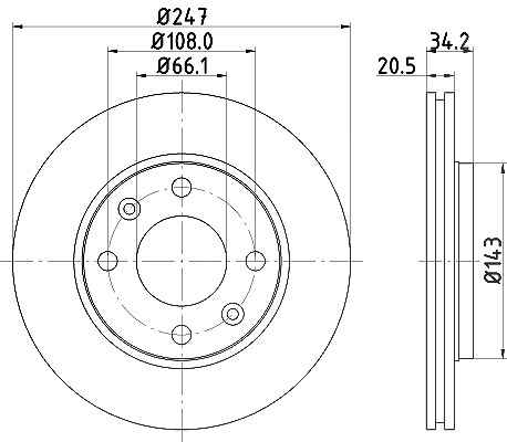 Hella Bremsscheibe [Hersteller-Nr. 8DD355101-801] für Lifan, Mega, Peugeot, Citroën