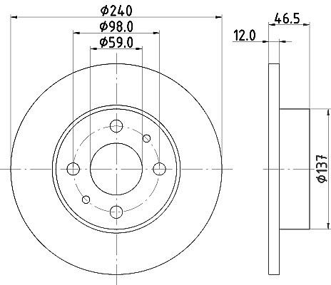 Hella Bremsscheibe Vorderachse Voll [Hersteller-Nr. 8DD355101-131] für Autobianchi, Innocenti, Seat, Lancia, Fiat