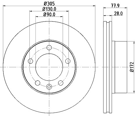 Hella Bremsscheibe [Hersteller-Nr. 8DD355127-791] für Nissan, Renault, Vauxhall, Opel