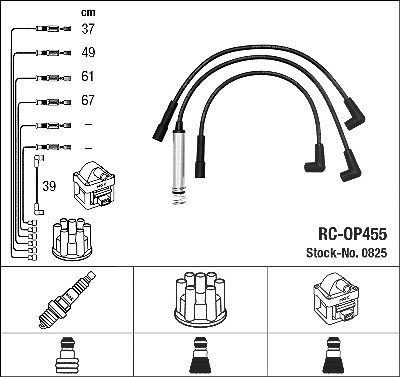 Ngk Zündleitungssatz [Hersteller-Nr. 0825] für Opel, Vauxhall, Bedford