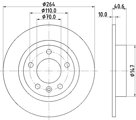 Hella Bremsscheibe Hinterachse Voll [Hersteller-Nr. 8DD355118-171] für Vauxhall, Opel