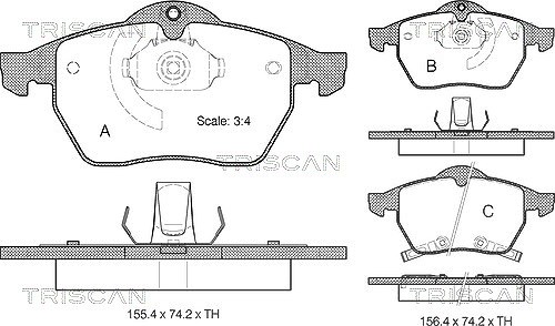 Triscan Bremsbelagsatz, Scheibenbremse [Hersteller-Nr. 811024011] für Saab, Opel, Vauxhall