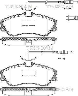Triscan Bremsbelagsatz, Scheibenbremse [Hersteller-Nr. 811028008] für Citroën, Peugeot