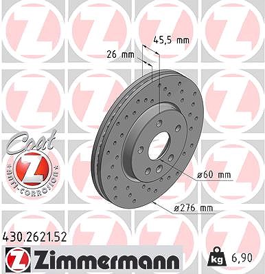 Zimmermann Bremsscheibe [Hersteller-Nr. 430.2621.52] für Vauxhall, Opel, Chevrolet