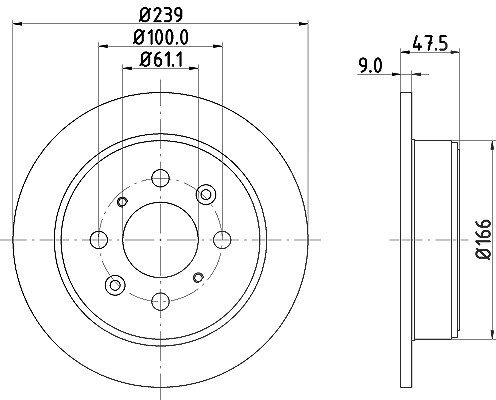 Hella Bremsscheibe Hinterachse Voll [Hersteller-Nr. 8DD355104-951] für Acura, Honda