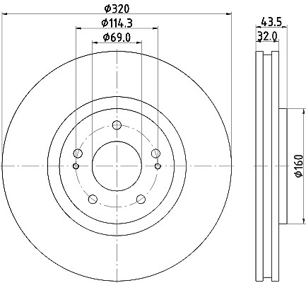 Hella Bremsscheibe [Hersteller-Nr. 8DD355114-841] für Mitsubishi