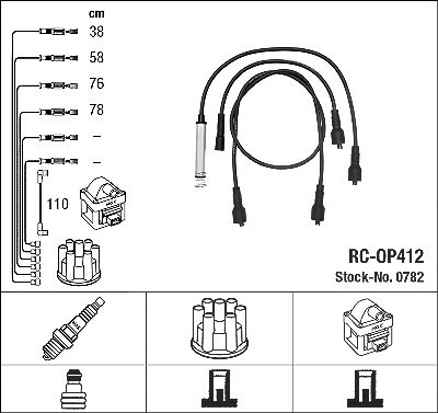 Ngk Zündleitungssatz [Hersteller-Nr. 0782] für Vauxhall, Opel