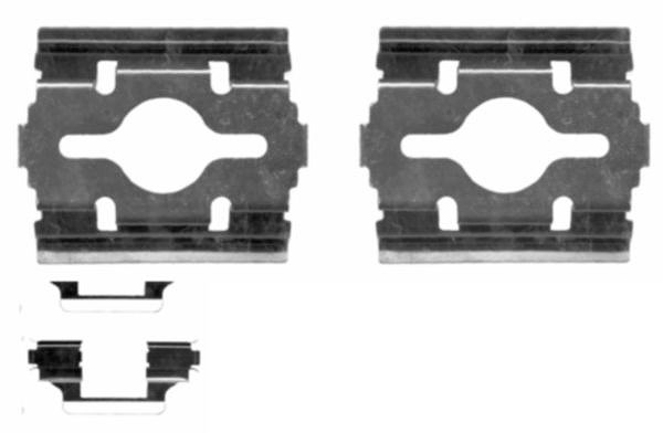 Hella Zubehörsatz, Scheibenbremsbelag [Hersteller-Nr. 8DZ355203-581] für Citroën, Peugeot, Fiat