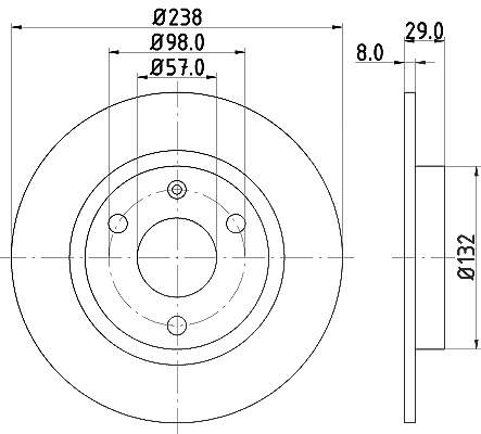 Hella Bremsscheibe Vorderachse Voll [Hersteller-Nr. 8DD355101-451] für Citroën, Mega, Peugeot