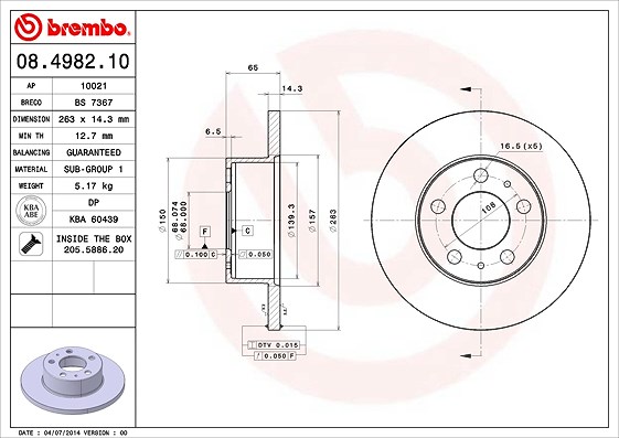 Brembo Bremsscheibe [Hersteller-Nr. 08.4982.10] für Volvo