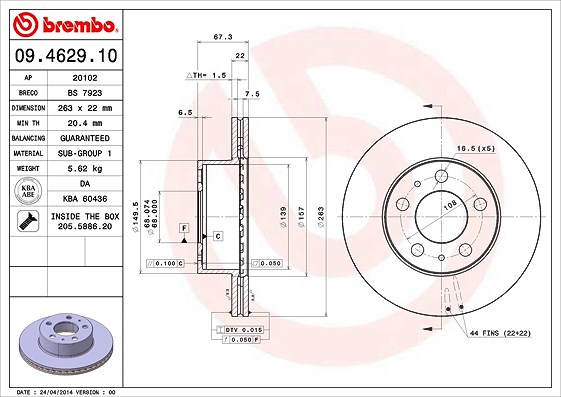 Brembo Bremsscheibe [Hersteller-Nr. 09.4629.10] für Volvo