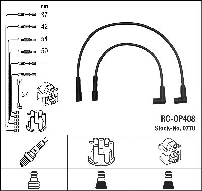 Ngk Zündleitungssatz [Hersteller-Nr. 0778] für Bedford, Vauxhall, Opel