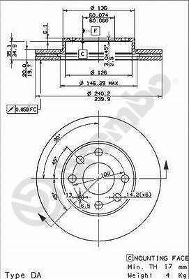 Brembo Bremsscheibe [Hersteller-Nr. 09.8635.75] für Opel, Vauxhall