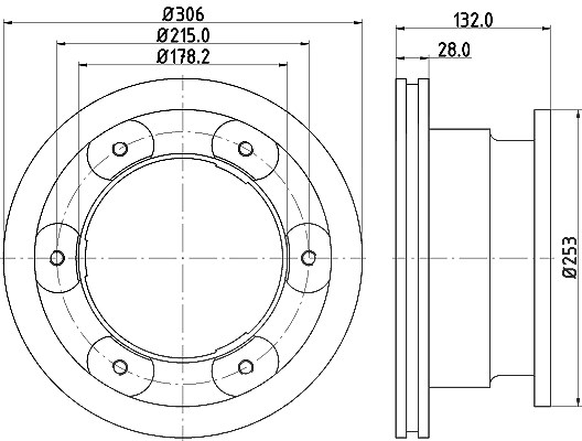Hella 1x Bremsscheibe [Hersteller-Nr. 8DD355115-551] für Iveco