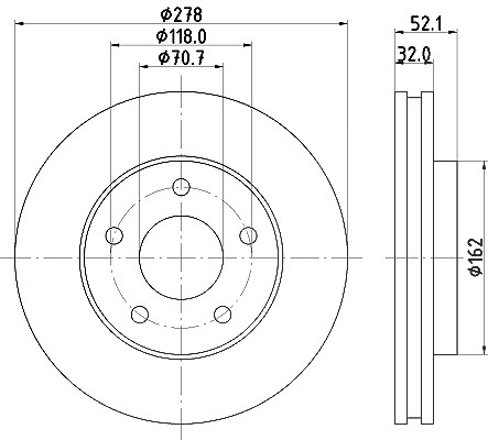 Hella Bremsscheibe [Hersteller-Nr. 8DD355106-011] für Vauxhall, Oldsmobile, Pontiac, Opel, Chevrolet, Buick