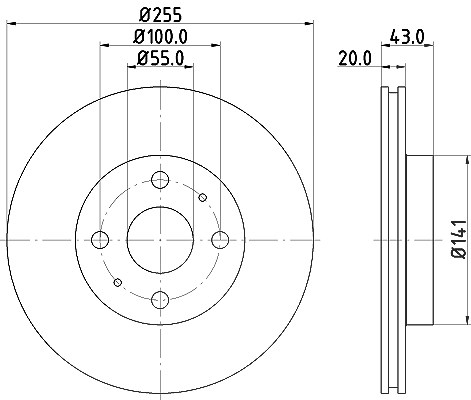 Hella Bremsscheibe Vorderachse Belüftet [Hersteller-Nr. 8DD355108-881] für Toyota, Geely, Great Wall