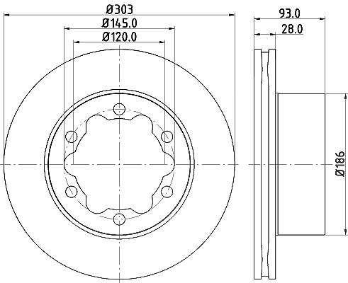 Hella 1x Bremsscheibe [Hersteller-Nr. 8DD355118-061] für Mercedes-Benz, VW