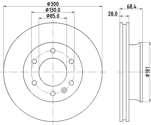 Hella Bremsscheibe [Hersteller-Nr. 8DD355129-281] für VW, Mercedes-Benz