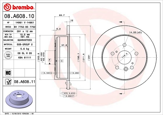 Brembo Bremsscheibe [Hersteller-Nr. 08.A608.11] für Toyota