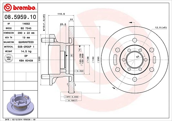 Brembo 1x Bremsscheibe [Hersteller-Nr. 08.5959.10] für Iveco