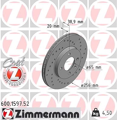 Zimmermann Bremsscheibe [Hersteller-Nr. 600.1597.52] für VW, Seat