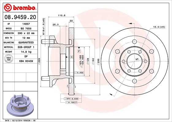 Brembo 1x Bremsscheibe [Hersteller-Nr. 08.9459.20] für Iveco