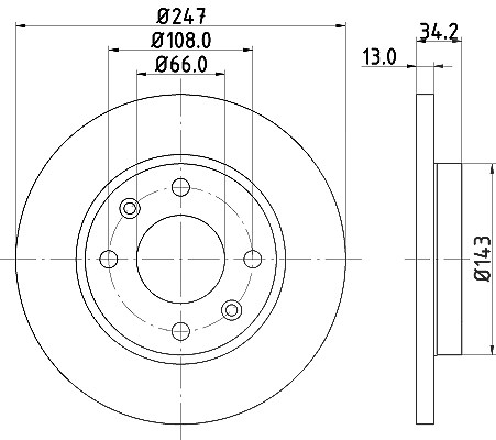 Hella Bremsscheibe Vorderachse Voll [Hersteller-Nr. 8DD355106-191] für Citroën, Peugeot