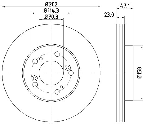 Hella Bremsscheibe Vorderachse Belüftet [Hersteller-Nr. 8DD355107-131] für Honda