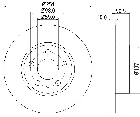 Hella Bremsscheibe [Hersteller-Nr. 8DD355101-971] für Alfa Romeo, Lancia