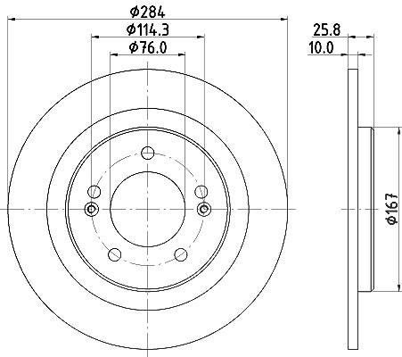 Hella Bremsscheibe Hinterachse Voll [Hersteller-Nr. 8DD355118-361] für Hyundai, Kia