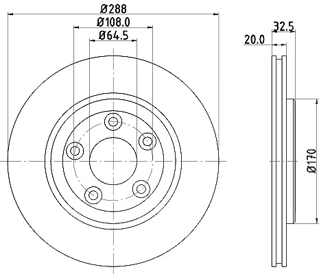 Hella Bremsscheibe Hinterachse Belüftet [Hersteller-Nr. 8DD355106-831] für Lincoln, Ford Usa, Daimler, Jaguar