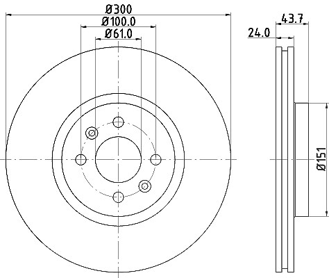 Hella Bremsscheibe Vorderachse Belüftet [Hersteller-Nr. 8DD355113-061] für Renault