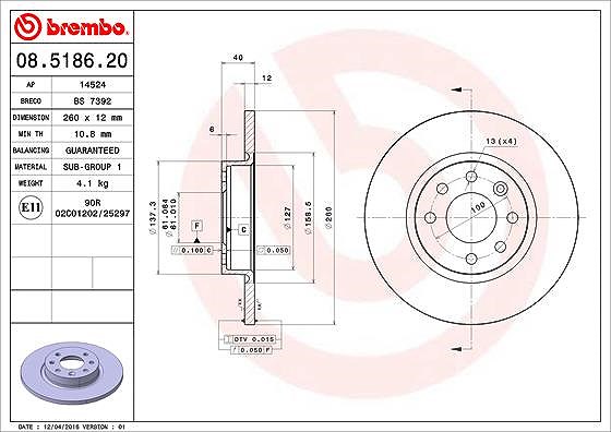 Brembo Bremsscheibe [Hersteller-Nr. 08.5186.20] für Volvo