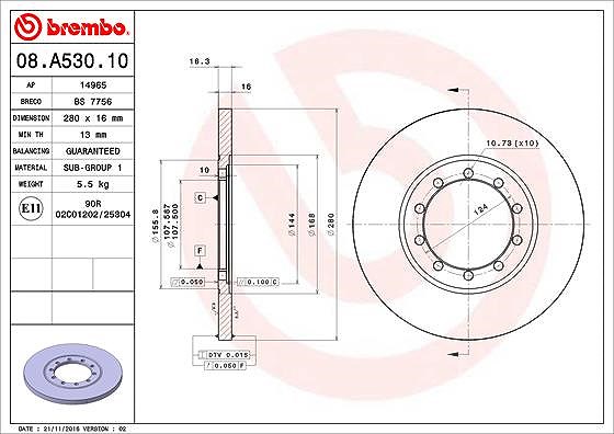 Brembo Bremsscheibe [Hersteller-Nr. 08.A530.10] für Ford