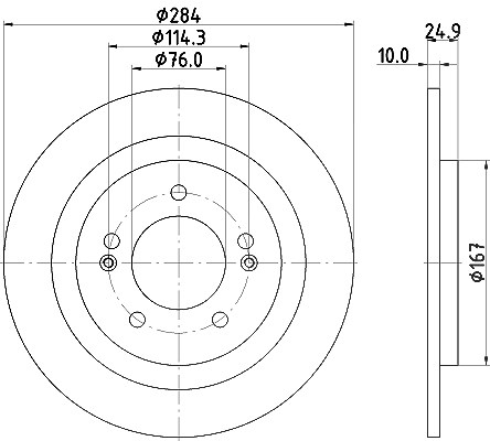 Hella Bremsscheibe Hinterachse Voll [Hersteller-Nr. 8DD355118-231] für Hyundai