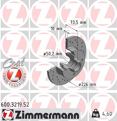 Zimmermann Bremsscheibe [Hersteller-Nr. 600.3219.52] für Seat, VW