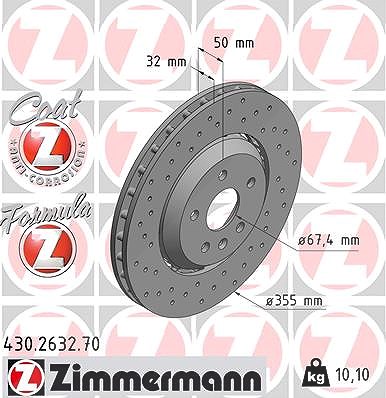 Zimmermann 1x Bremsscheibe [Hersteller-Nr. 430.2632.70] für Saab, Opel, Vauxhall