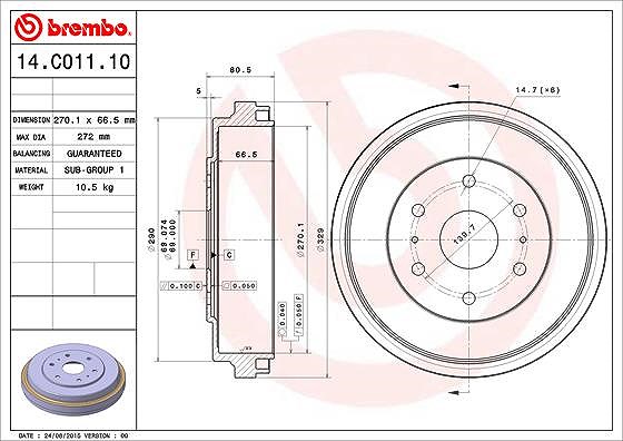 Brembo 1x Bremstrommel [Hersteller-Nr. 14.C011.10] für Toyota