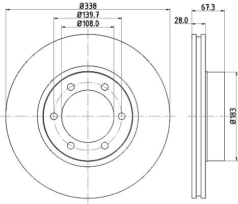Hella Bremsscheibe Vorderachse Belüftet [Hersteller-Nr. 8DD355111-861] für Lexus, Toyota