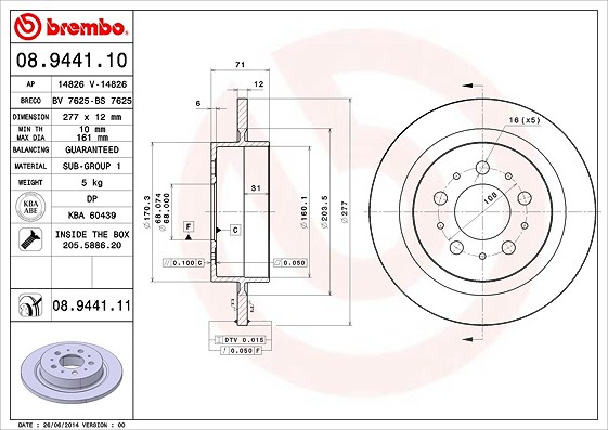 Brembo Bremsscheibe [Hersteller-Nr. 08.9441.11] für Volvo