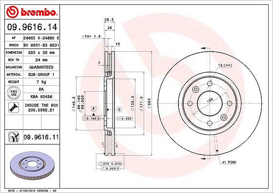 Brembo Bremsscheibe [Hersteller-Nr. 09.9616.11] für Peugeot