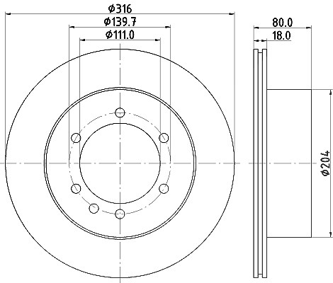 Hella Bremsscheibe [Hersteller-Nr. 8DD355110-831] für Nissan