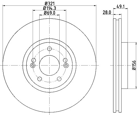 Hella 1x Bremsscheibe [Hersteller-Nr. 8DD355118-161] für Hyundai, Kia