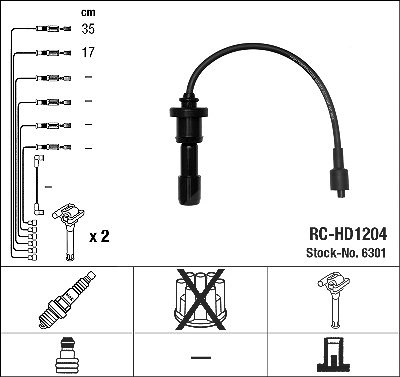 Ngk Zündleitungssatz [Hersteller-Nr. 6301] für Hyundai, Kia