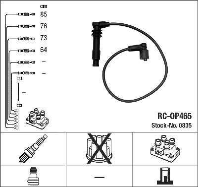 Ngk Zündleitungssatz [Hersteller-Nr. 0835] für Vauxhall