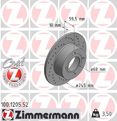 Zimmermann Bremsscheibe [Hersteller-Nr. 100.1205.52] für Audi