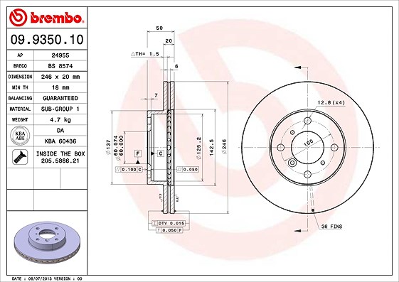 Brembo Bremsscheibe [Hersteller-Nr. 09.9350.10] für Suzuki